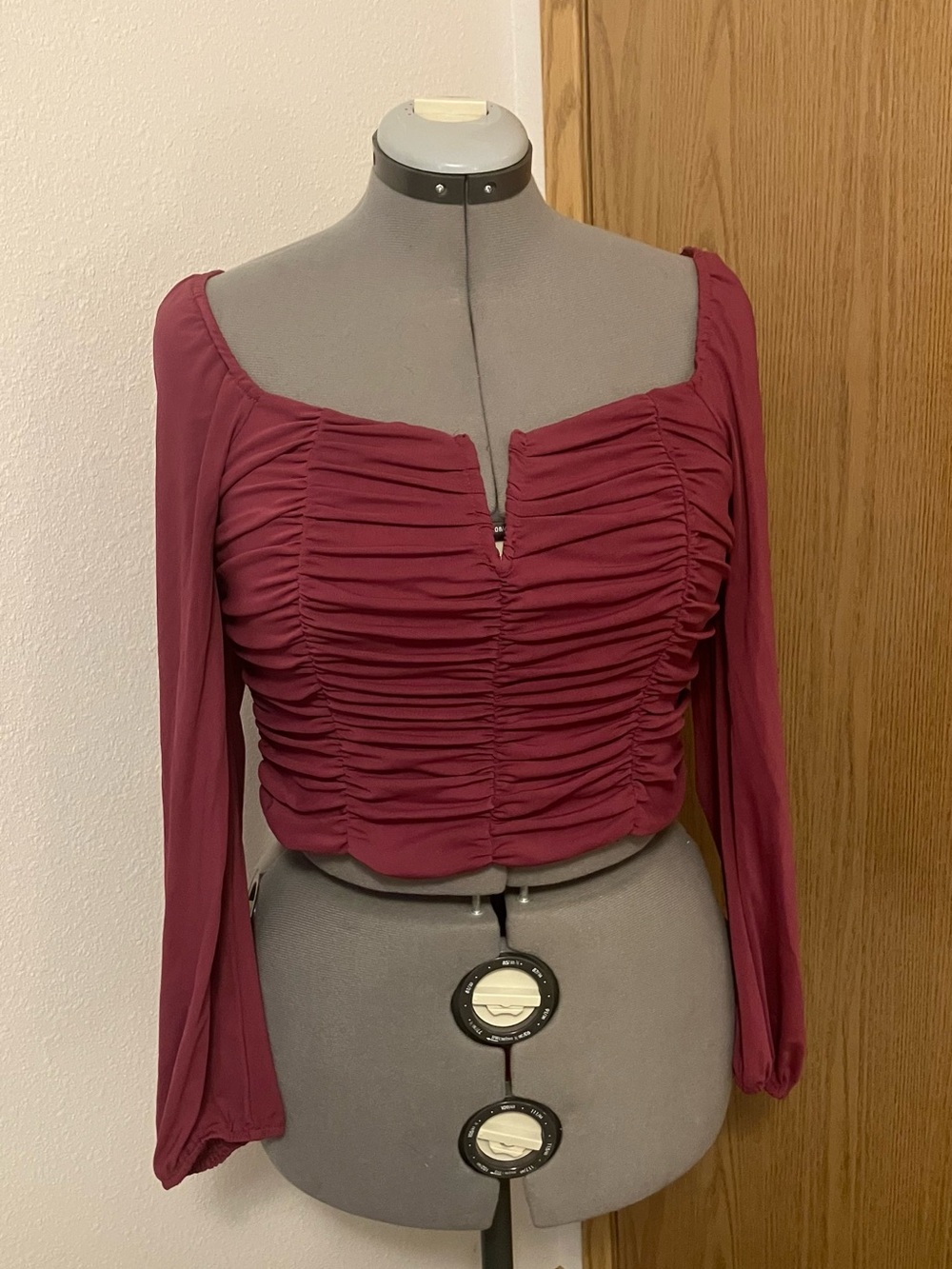 Wine Cropped Blouse